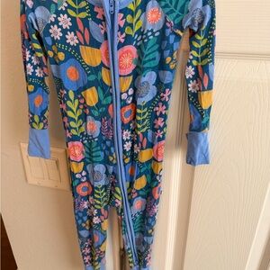 Little Sleepies Blue Floral Zip-Up Onesie